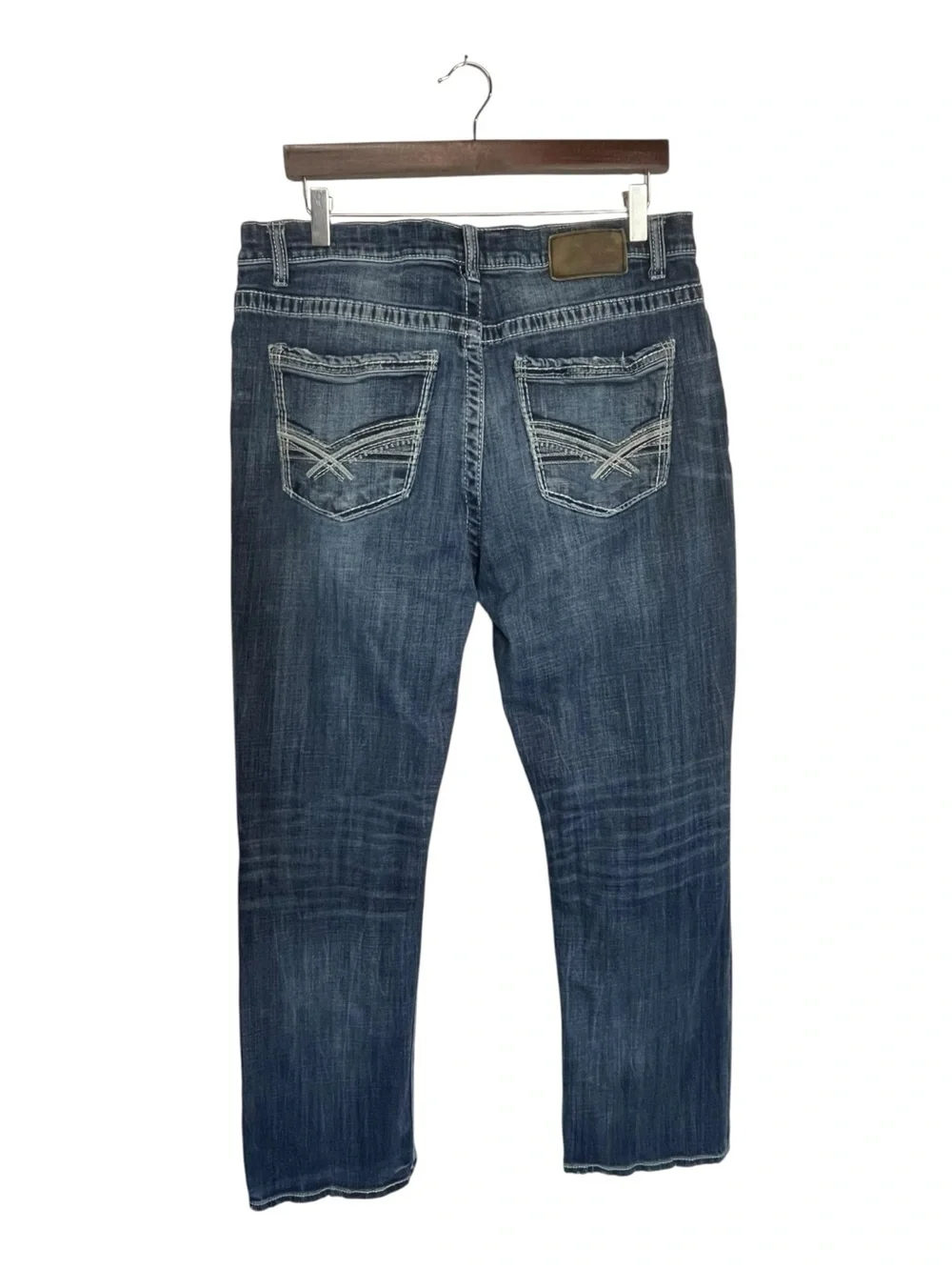 ARIAT | Mens Tyler Medium‎ Wash Heavy Stitch Straight Leg Jeans 36R